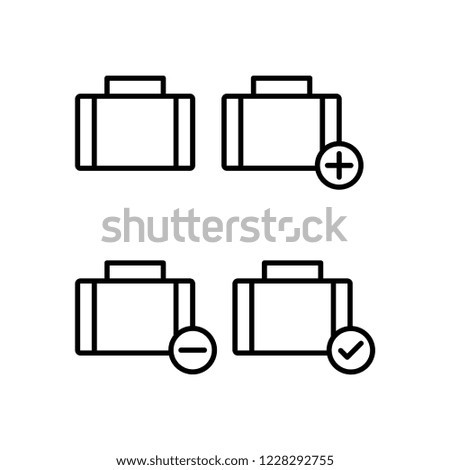 suitcase, plus, check, minus sign icons. Element of outline button icons. Thin line icon for website design and development, app development