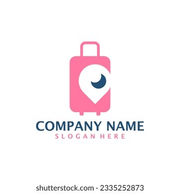 Suitcase with Point logo design vector. Suitcase logo design template concept