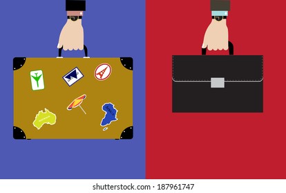 suitcase, portfolio in a hand of the businessman