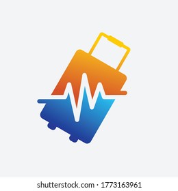 suitcase with pulse icon design concept vector illustration