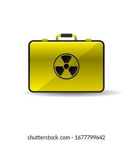 Suitcase with radioactive emblem danger power icon black yellow