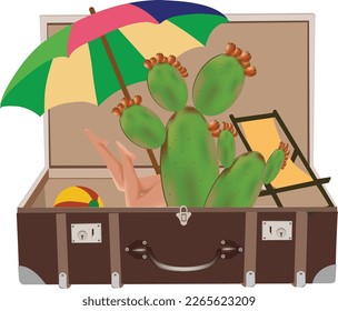 suitcase ready for summer departure beach holiday-