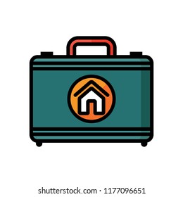 Suitcase, real estate agents suitcase, money suitcase, suitcase with house icon on it vector illustration