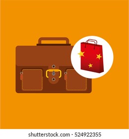 suitcase red bag gift star design vector illustration eps 10