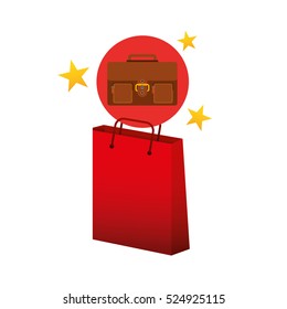 suitcase red bag gift star design vector illustration eps 10