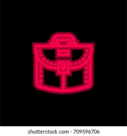 Suitcase red glowing neon ui ux icon. Glowing sign logo vector