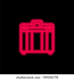 Suitcase red glowing neon ui ux icon. Glowing sign logo vector