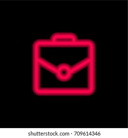 Suitcase red glowing neon ui ux icon. Glowing sign logo vector