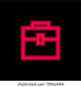 Suitcase red glowing neon ui ux icon. Glowing sign logo vector