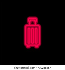 Suitcase red glowing neon ui ux icon. Glowing sign logo vector