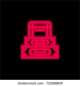 Suitcase red glowing neon ui ux icon. Glowing sign logo vector