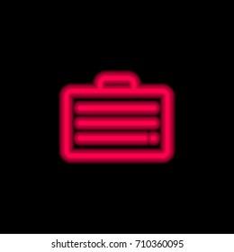 Suitcase red glowing neon ui ux icon. Glowing sign logo vector