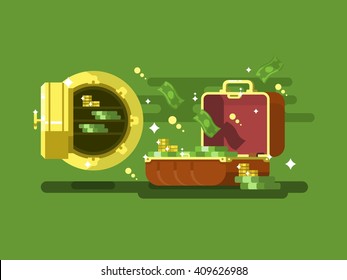 Maleta y seguro con dinero