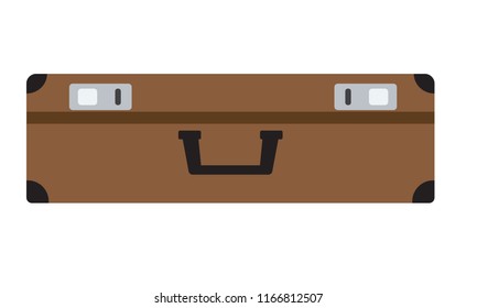 Suitcase side view with flat color. Vector illustration.