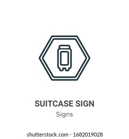 Suitcase sign outline vector icon. Thin line black suitcase sign icon, flat vector simple element illustration from editable signs concept isolated stroke on white background