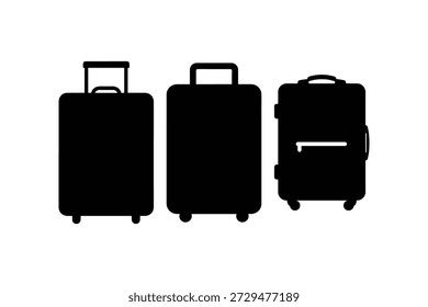 Suitcase silhouette icons bundle set