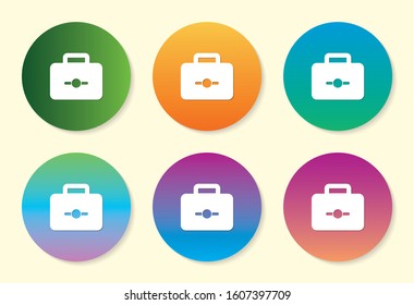 Suitcase six color gradient icon design.