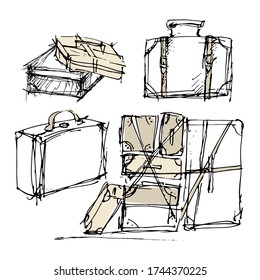 Suitcase sketch Drawings of suitcases Vintage suitcases Suitcase 