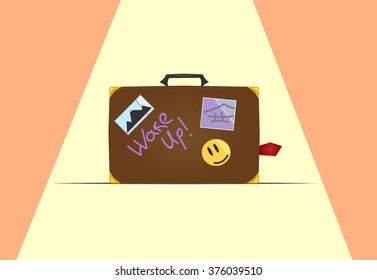 suitcase with stickers