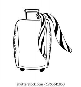 Doodle de maleta aislado en fondo blanco - ilustración vectorial. Logo de iconos turismo, verano de vacaciones concepto