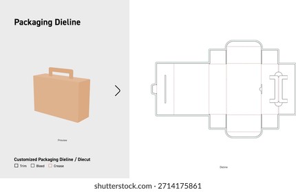Suitcase Style Packaging Box Dieline