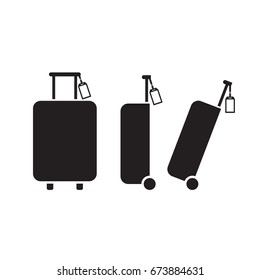 Suitcase with tag icon, vector sign symbol on white background.
