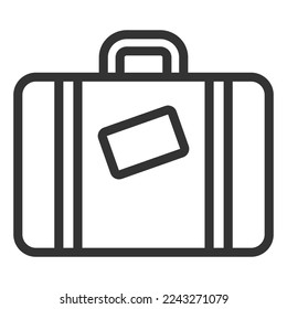 Suitcase with things - icon, illustration on white background, outline style