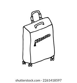 Maleta. Para transportar cosas mientras viaja. Equipaje. Doodle. Ilustración vectorial. Dibujado a mano. Esquema.