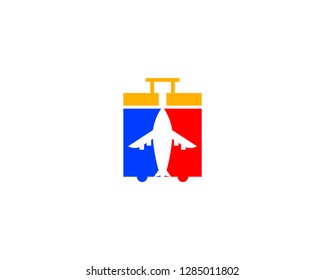 Suitcase Travel airplane symbol Creative Air Logo Design Illustration