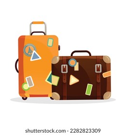 Suitcase, travel bag and backpack on a white.