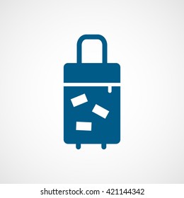 Suitcase For Travel Blue Flat Icon On White Background