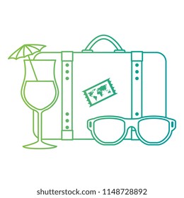 suitcase travel with cocktail and sunglasses
