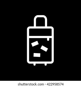 Suitcase For Travel Flat Icon On Black Background