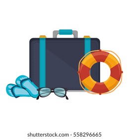 suitcase travel with float isolated icon