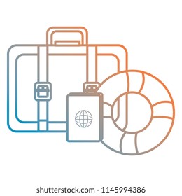 suitcase travel with float and passport