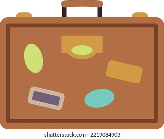 Suitcase with travel labels. Baggage icon. Luggage symbol