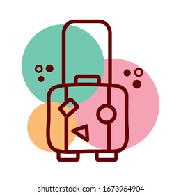 suitcase travel line and color style icon vector illustration design