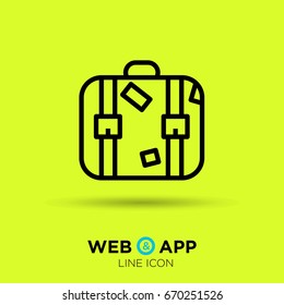 Suitcase travel line vector icon