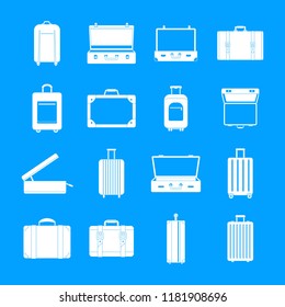 Suitcase travel luggage bag briefcase icons set. Simple illustration of 16 Suitcase travel luggage bag briefcase vector icons for web