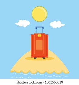 suitcase travel on the beach