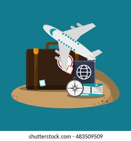 suitcase and travel related icons 