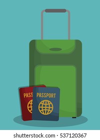 suitcase with travel related icons image vector illustration design 
