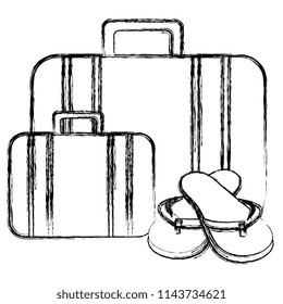 suitcase travel with sandals