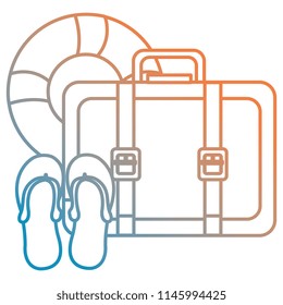 suitcase travel with sandals and float