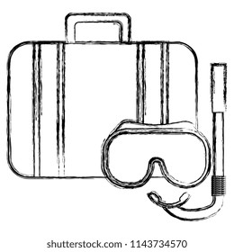 suitcase travel with snorkel mask