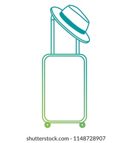 suitcase travel with summer hat