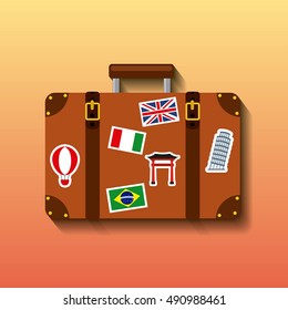 suitcase travel tourism icon vector illustration design