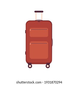 Suitcase for travel, vacation and recreation. Summer item. Bright fashionable bag for holiday. Trunk for a long tour or short trip. Vector flat illustration