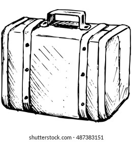 Suitcase Travel. Vector illustration, doodle style