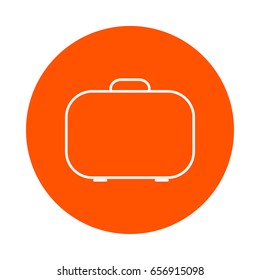 Suitcase for travel, vector round monochrome icon, flat style.